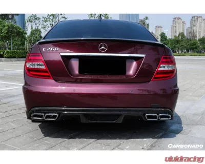 Carbonado FRP P Style Rear Bumper w/ Exhaust Tips Mercedes-Benz C-Class 2008-2014 - 3205PD-EXT-BK