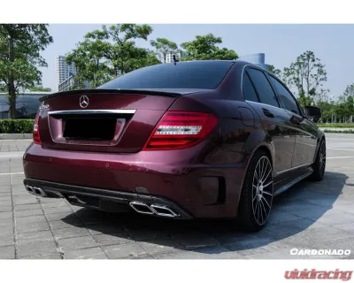 Carbonado FRP P Style Rear Bumper w/ Exhaust Tips Mercedes-Benz C-Class 2008-2014 - 3205PD-EXT-BK