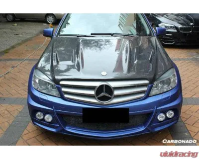 Mercedes-Benz C-Class 2008-2013 Carbonado FRP DE Style Front Bumper with LED Lights - 8487WI