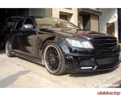 Mercedes-Benz C-Class 2008-2013 Carbonado FRP DE Style Front Bumper with LED Lights - 8487WI