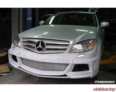 Mercedes-Benz C-Class 2008-2013 Carbonado FRP DE Style Front Bumper with LED Lights - 8487WI
