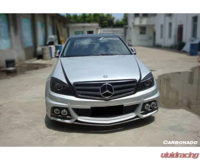 Mercedes-Benz C-Class 2008-2013 Carbonado FRP DE Style Front Bumper with LED Lights - 8487WI