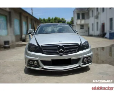Mercedes-Benz C-Class 2008-2013 Carbonado FRP DE Style Front Bumper with LED Lights - 8487WI