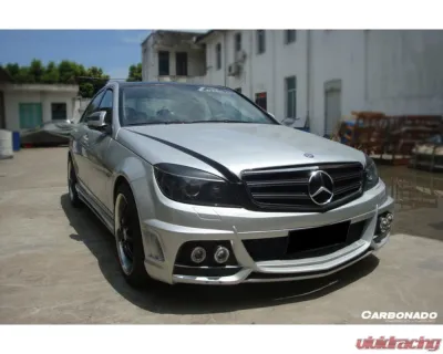 Mercedes-Benz C-Class 2008-2013 Carbonado FRP DE Style Front Bumper with LED Lights - 8487WI