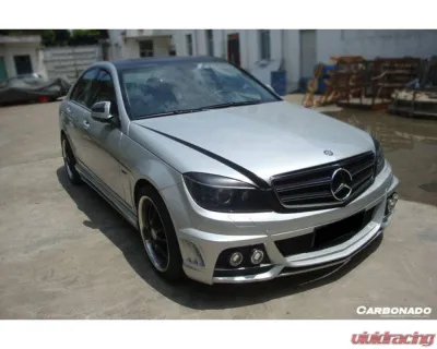 Mercedes-Benz C-Class 2008-2013 Carbonado FRP DE Style Front Bumper with LED Lights - 8487WI