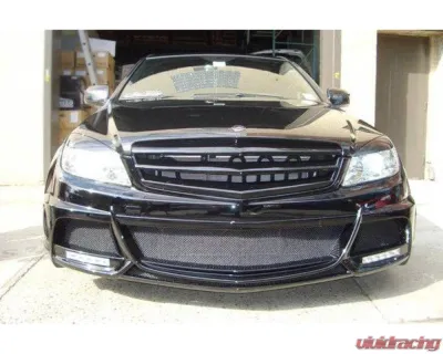 Mercedes-Benz C-Class 2008-2013 Carbonado FRP DE Style Front Bumper with LED Lights - 8487WI