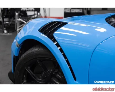 Carbonado DryPCF GT2RS Style Front Bumper & Fender Set for 2013-2019 Porsche 991 Turbo & S - DryPCF9320GT2-FB-SET