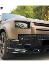 Carbonado ABS Rock Style Front Lip w/ LED Light Land Rover Defender 2020-2024                                     - ABSDefender-BF-Rock-FL - Image 2