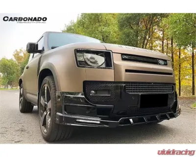 Carbonado ABS Rock Style Front Lip w/ LED Light Land Rover Defender 2020-2024 - ABSDefender-BF-Rock-FL