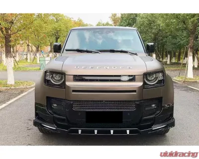 Carbonado ABS Rock Style Front Lip w/ LED Light Land Rover Defender 2020-2024 - ABSDefender-BF-Rock-FL