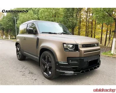 Carbonado ABS Rock Style Front Lip w/ LED Light Land Rover Defender 2020-2024 - ABSDefender-BF-Rock-FL
