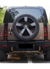 Carbonado ABS Glossy Rock Style Rear Lip w/ LED Light Land Rover Defender 2020-2024                                     - ABSDefender-BF-Rock-RL - Image 3