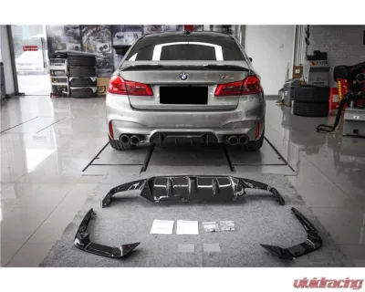 Carbonado FGCF D3 Style Rear Lip w/ Caps BMW M5 F90 2018-2023 - FGCF-ODM5F903D-RD FGCF-ODM5F903D-CA