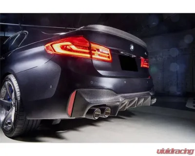 Carbonado FGCF D3 Style Rear Lip w/ Caps BMW M5 F90 2018-2023 - FGCF-ODM5F903D-RD FGCF-ODM5F903D-CA