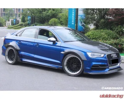 Carbonado CFRP BKSS Style Side Skirts Under Board w/ Winglets Audi RS3 | S3 | A3 2013-2020 - CF8369BKSS-SS-SET