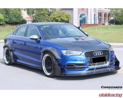 Carbonado CFRP BKSS Style Side Skirts Under Board w/ Winglets Audi RS3 | S3 | A3 2013-2020 - CF8369BKSS-SS-SET