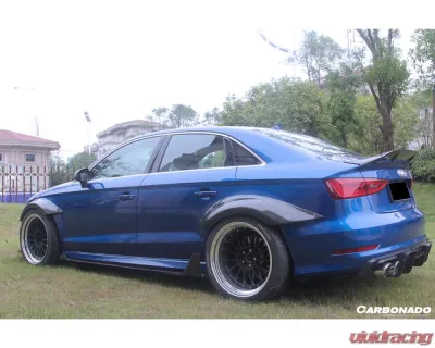 Carbonado CFRP BKSS Style Side Skirts Under Board w/ Winglets Audi RS3 | S3 | A3 2013-2020 - CF8369BKSS-SS-SET