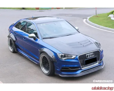 Carbonado CFRP BKSS Style Side Skirts Under Board w/ Winglets Audi RS3 | S3 | A3 2013-2020 - CF8369BKSS-SS-SET