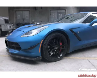 Carbonado Carbon Fiber Front Lip w/ Caps for Chevrolet Corvette C7/Z51/Z06 2013-2019 - CF8994Z060EM2-CRD-SET