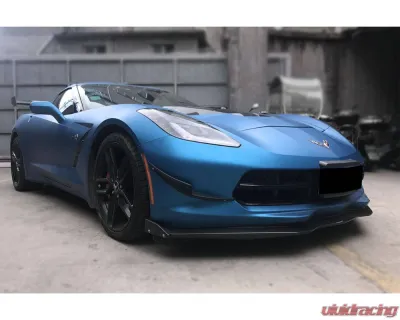 Carbonado Carbon Fiber Front Lip w/ Caps for Chevrolet Corvette C7/Z51/Z06 2013-2019 - CF8994Z060EM2-CRD-SET