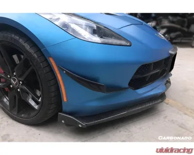 Carbonado Carbon Fiber Front Lip w/ Caps for Chevrolet Corvette C7/Z51/Z06 2013-2019 - CF8994Z060EM2-CRD-SET