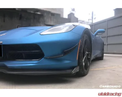Carbonado Carbon Fiber Front Lip w/ Caps for Chevrolet Corvette C7/Z51/Z06 2013-2019 - CF8994Z060EM2-CRD-SET