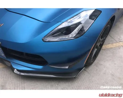 Carbonado Carbon Fiber Front Lip w/ Caps for Chevrolet Corvette C7/Z51/Z06 2013-2019 - CF8994Z060EM2-CRD-SET