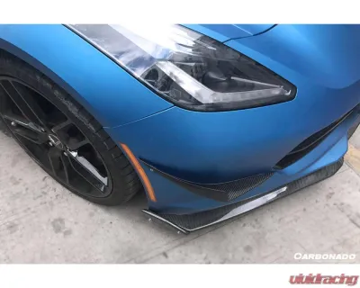 Carbonado Carbon Fiber Front Lip w/ Caps for Chevrolet Corvette C7/Z51/Z06 2013-2019 - CF8994Z060EM2-CRD-SET