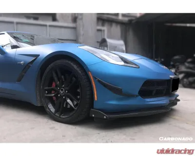 Carbonado Carbon Fiber Front Lip w/ Caps for Chevrolet Corvette C7/Z51/Z06 2013-2019 - CF8994Z060EM2-CRD-SET