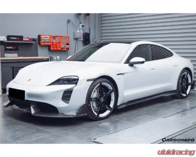 Carbonado Carbon Fiber Front Lip for Porsche Taycan 2019-2023, CFRP CADO Style - CF9331CADO-FL