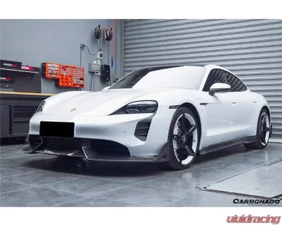 Carbonado Carbon Fiber Front Lip for Porsche Taycan 2019-2023, CFRP CADO Style - CF9331CADO-FL