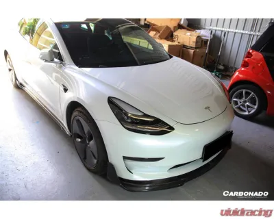 Carbonado Carbon Fiber VRS Style Front Lip for Tesla Model 3 2017-2023, CFRP Material - CFModel3-OD-VRS-FL