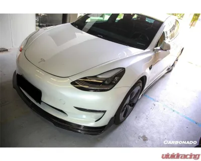 Carbonado Carbon Fiber VRS Style Front Lip for Tesla Model 3 2017-2023, CFRP Material - CFModel3-OD-VRS-FL
