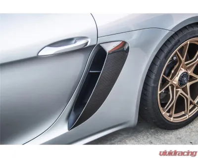 Carbonado DryCF GT4 Style Quarter Panel Side Scoops Porsche 718 Cayman | Boxster 2017-2023 - DRYCF718-KG-GT4-QPS