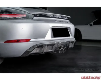 Carbonado DryCF GT4 Style Rear Diffuser Lip Porsche 718 Cayman | Boxster 2017-2023 - DRYCF718-KG-GT4-RDML