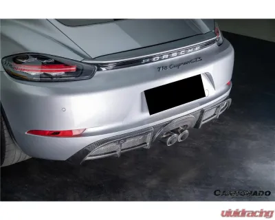 Carbonado DryCF GT4 Style Rear Diffuser Lip Porsche 718 Cayman | Boxster 2017-2023 - DRYCF718-KG-GT4-RDML