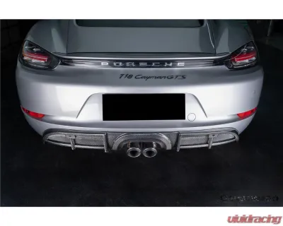 Carbonado DryCF GT4 Style Rear Diffuser Lip Porsche 718 Cayman | Boxster 2017-2023 - DRYCF718-KG-GT4-RDML