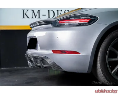 Carbonado DryCF GT4 Style Rear Diffuser Lip Porsche 718 Cayman | Boxster 2017-2023 - DRYCF718-KG-GT4-RDML