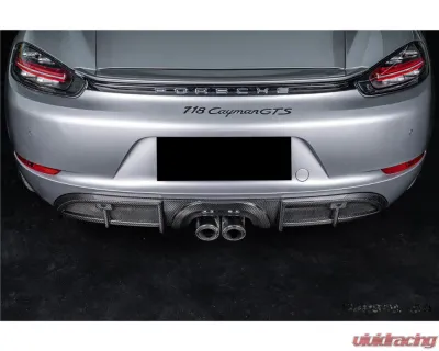 Carbonado DryCF GT4 Style Rear Diffuser Lip Porsche 718 Cayman | Boxster 2017-2023 - DRYCF718-KG-GT4-RDML