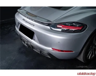 Carbonado DryCF GT4 Style Rear Diffuser Lip Porsche 718 Cayman | Boxster 2017-2023 - DRYCF718-KG-GT4-RDML