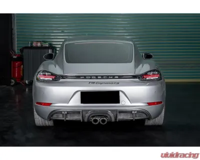 Carbonado DryCF GT4 Style Rear Diffuser Lip Porsche 718 Cayman | Boxster 2017-2023 - DRYCF718-KG-GT4-RDML