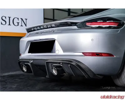Carbonado DryCF GT4 Style Rear Diffuser Lip Porsche 718 Cayman | Boxster 2017-2023 - DRYCF718-KG-GT4-RD