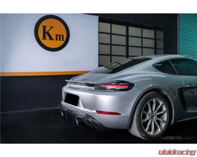 Carbonado DryCF GT4 Style Rear Diffuser Lip Porsche 718 Cayman | Boxster 2017-2023 - DRYCF718-KG-GT4-RD