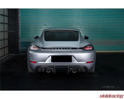 Carbonado DryCF GT4 Style Rear Diffuser Lip Porsche 718 Cayman | Boxster 2017-2023 - DRYCF718-KG-GT4-RD