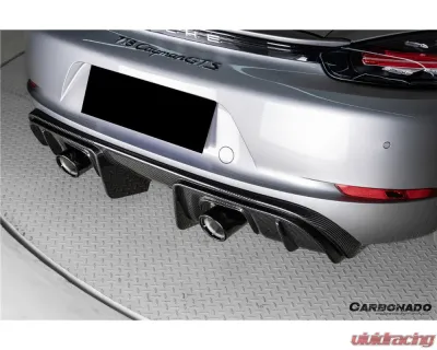Carbonado DryCF GT4 Style Rear Diffuser Lip Porsche 718 Cayman | Boxster 2017-2023 - DRYCF718-KG-GT4-RD