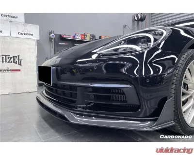 Carbonado DryCF Front Lip for Porsche Panamera 971 2017-2023 4S, 4, GTS - Part No: 971OD-FL - DRYCF971-FL