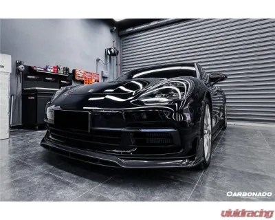 Carbonado DryCF Front Lip for Porsche Panamera 971 2017-2023 4S, 4, GTS - Part No: 971OD-FL - DRYCF971-FL