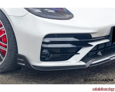 Carbonado Dry Carbon Fiber Front Lip KDA Style for 2017-2023 Porsche Panamera 971 Turbo S - DRYCF971T-KG-KDA-FL