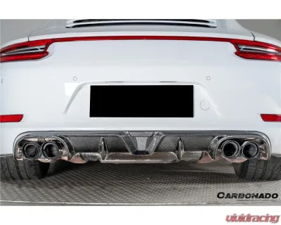 Carbonado DryCF KA Style Rear Lip Diffuser Porsche 991.1 991.2 Carrera 2017-2019 - DRYCF991.2-KA-KA-RL