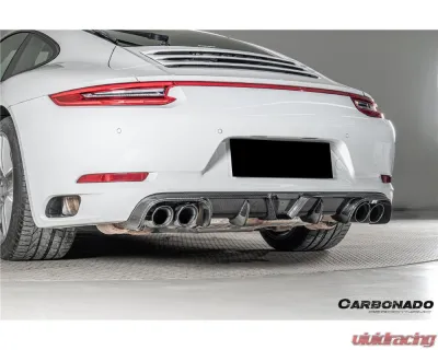 Carbonado DryCF KA Style Rear Lip Diffuser Porsche 991.1 991.2 Carrera 2017-2019 - DRYCF991.2-KA-KA-RL